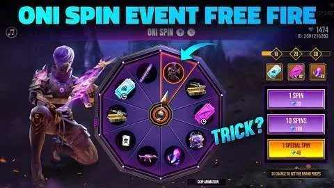 Free Fire - Get Aurora Oni MP5 and Midnight Oni bundle In Oni Spin Event