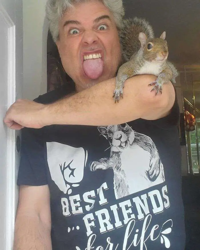A baby squirrel rejected by its mother chooses man over nature.