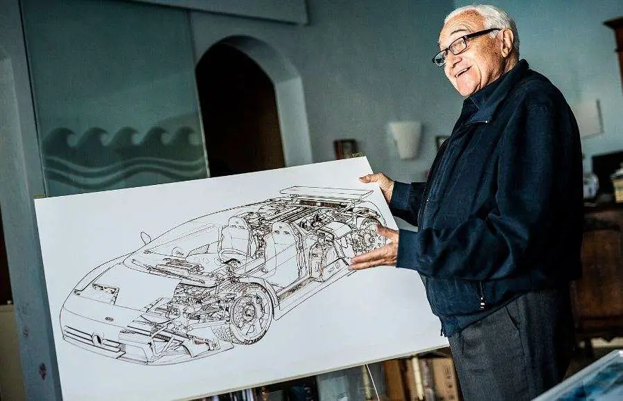 Romano Artioli with his Bugatti EB110