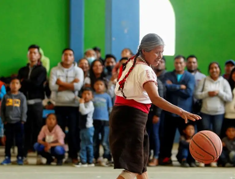 Andrea Garcia Lopez, 71, well known as “Granny Jordan” by TikTok users, is a basketball player in 2022. Plata/REUTERS