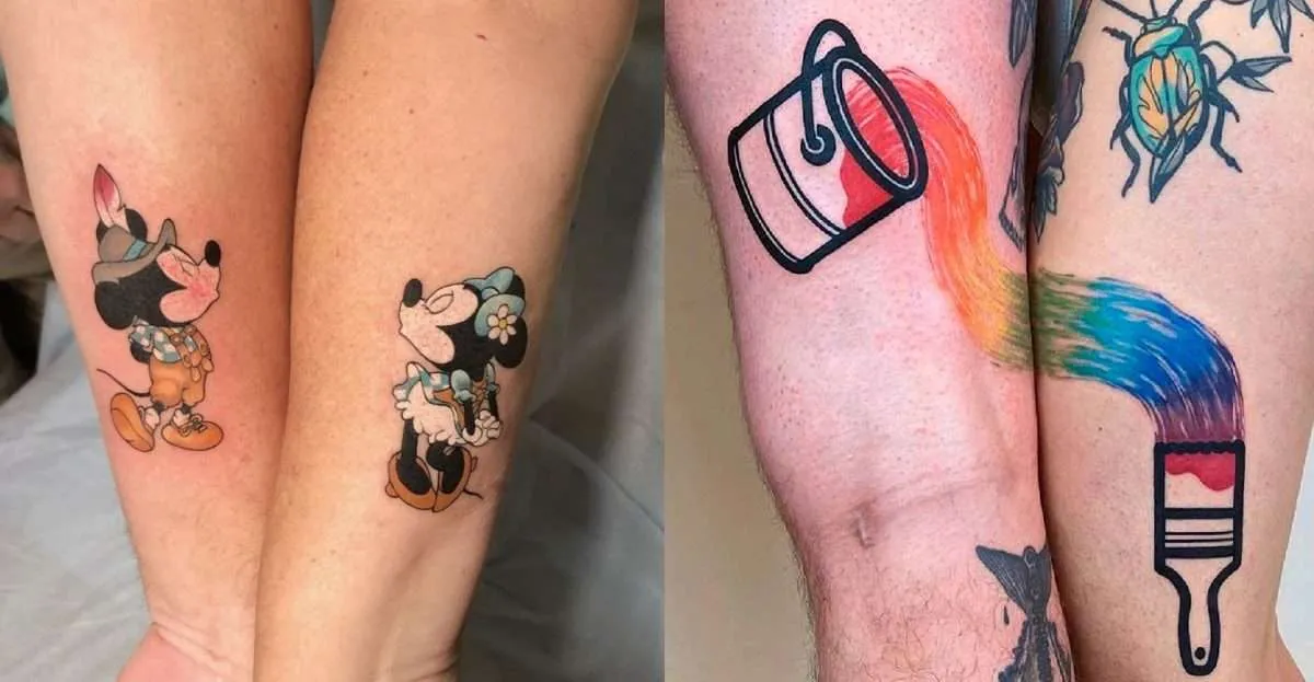 Ink Your Love With These Creative Couple Tattoos  KickAss Things  Disney  couple tattoos Cartoon tattoos Couple tattoos