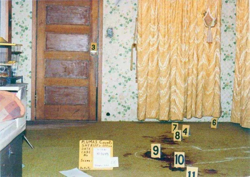 Keddie murders house's front door and living room interior