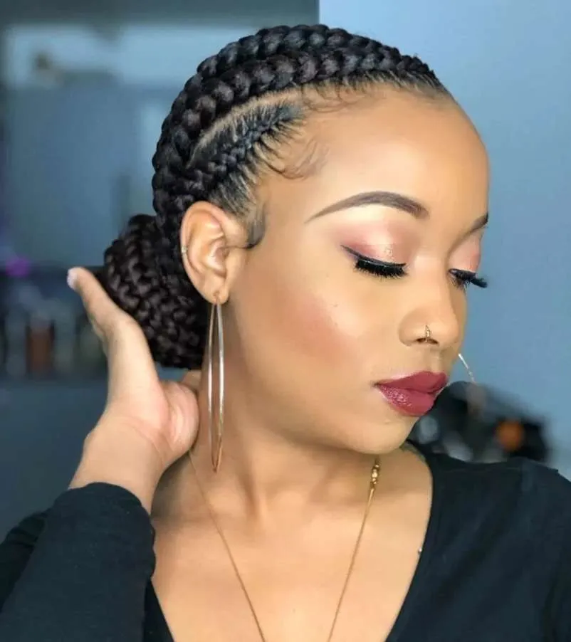 Cornrows with hair Easy Guide - Cornrows bun