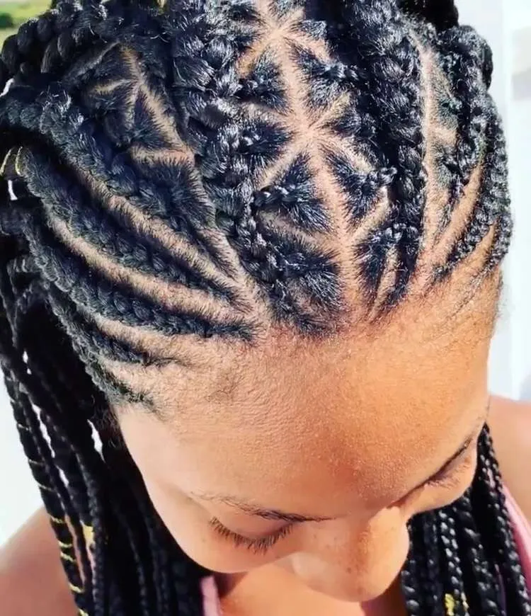 Cornrows with hair Easy Guide - Half Cornrow-Half Box Braid