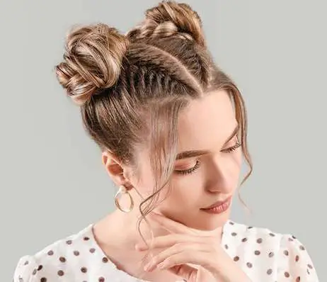 Cornrows with hair Easy Guide - Half-Up Space Buns