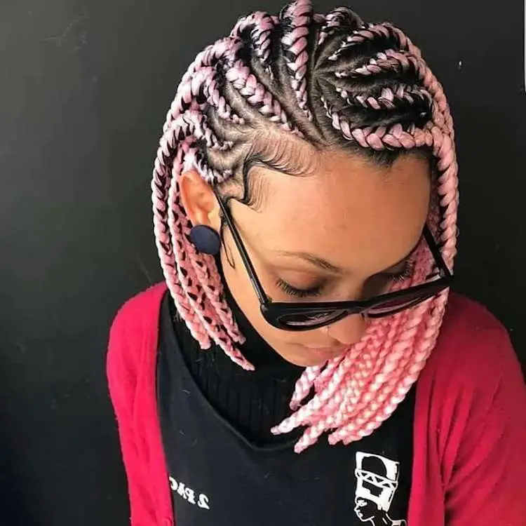 Cornrows with hair Easy Guide - Pink bob