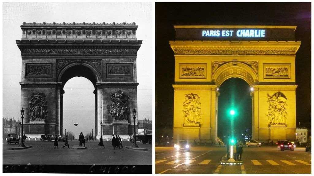 Arc de Triomphe, 1920 (l) and 2015(r). nwolpert, re.photos.
then and now photos
