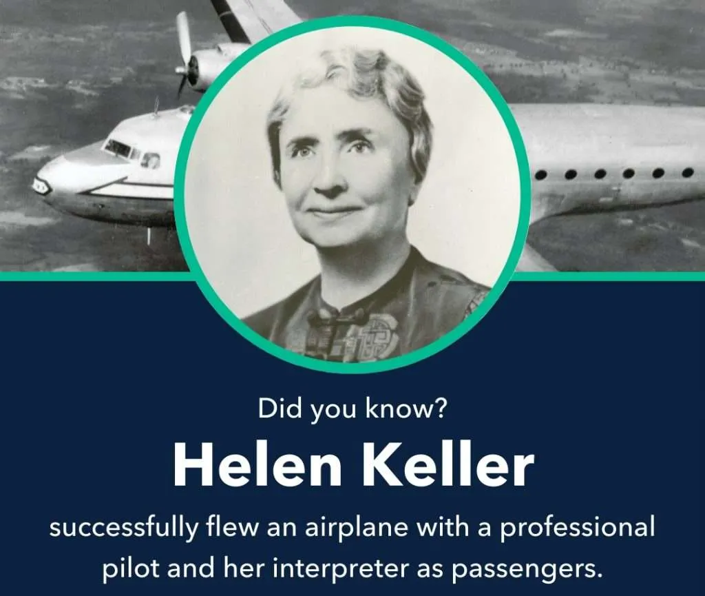 did helen keller fly a plane