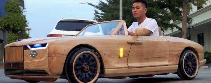 man-builds-wooden-rolls-royce-boat-tail 1