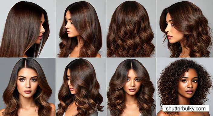 chocolate brown hair with money piece highlights 1