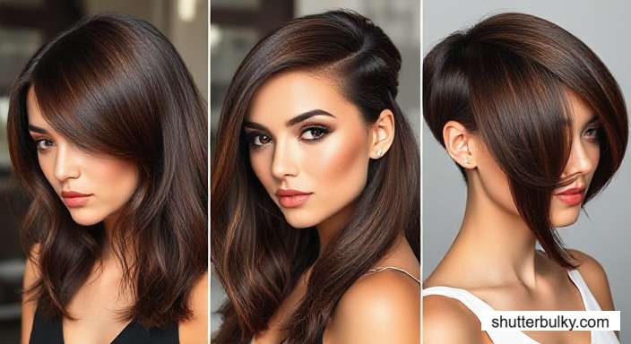 chocolate brown hair with money piece highlights 1