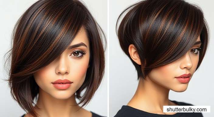 chocolate brown hair with money piece highlights 1