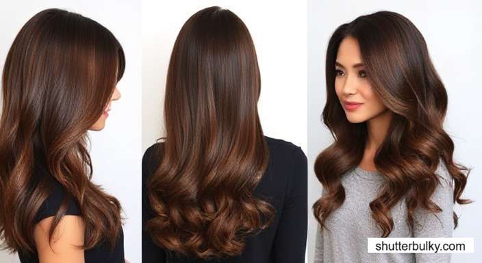 chocolate brown hair with money piece highlights 1